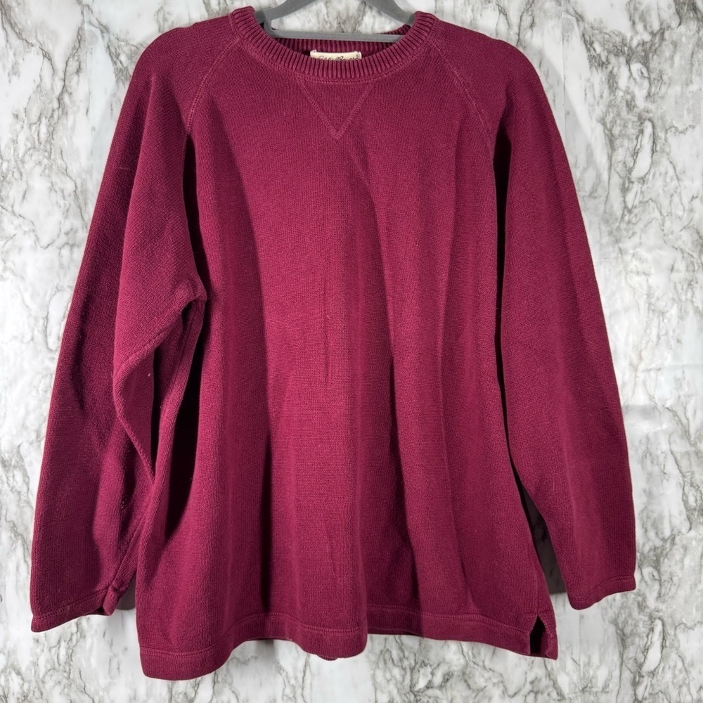 Women's EDDIE BAUER Crew Neck Pull Over Sweater | Maroon | Size Large